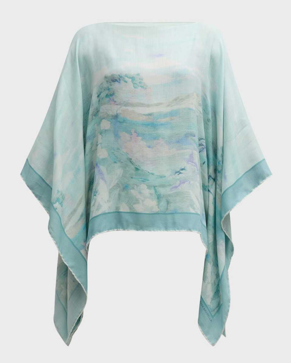 Eden Cashmere-Blend Printed Poncho