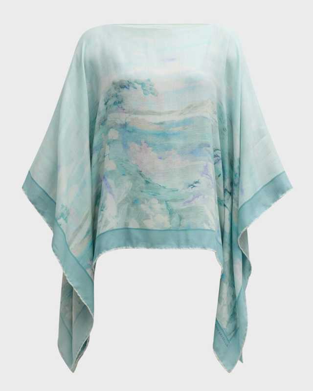 Eden Cashmere-Blend Printed Poncho