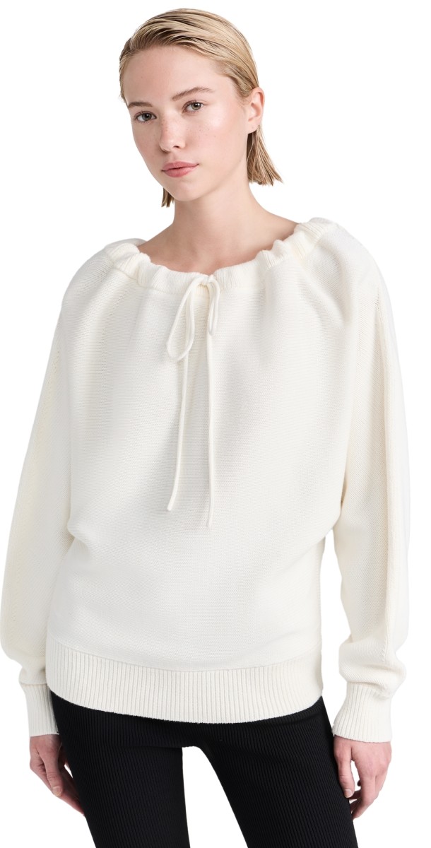 Helmut Lang Ruched Dolmanweater Ivory