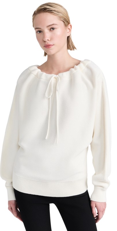 Helmut Lang Ruched Dolmanweater Ivory