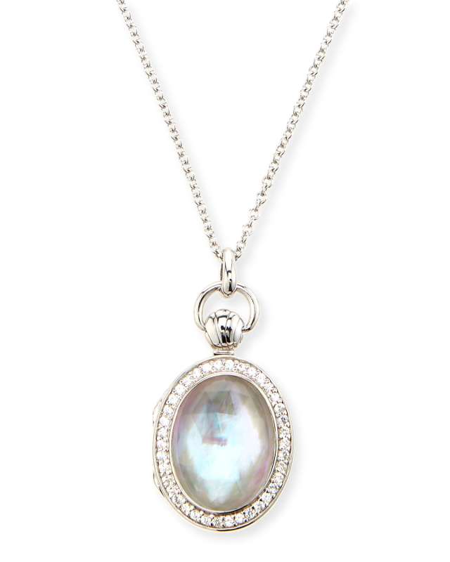 Petite Oval Rock Crystal Locket Necklace