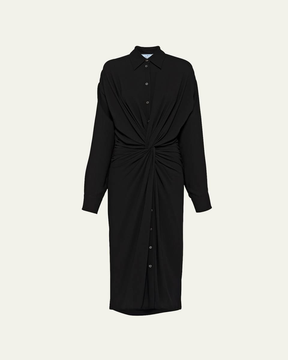 Sable Twisted-Front Midi Dress