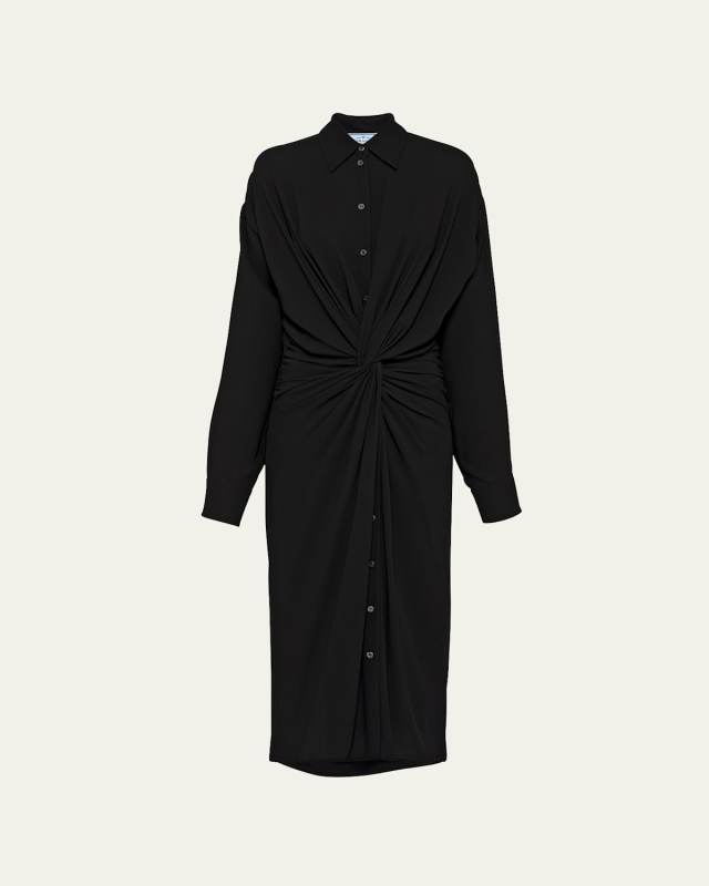 Sable Twisted-Front Midi Dress