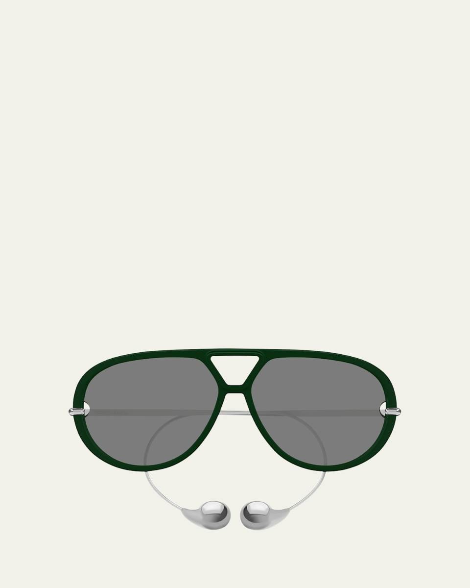 Geometric Acetate & Metal Alloy Aviator Sunglasses