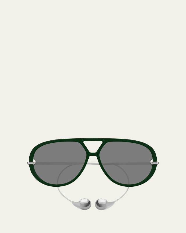 Geometric Acetate & Metal Alloy Aviator Sunglasses