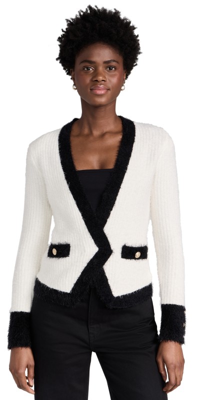 L'AGENCE Georgia Contrast Cardigan Blazer White/Black