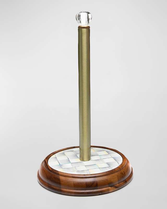 14" Sterling Check Wooden Paper Towel Holder