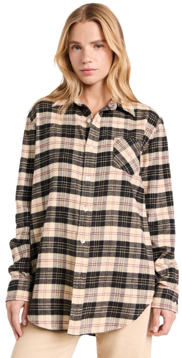 Denimist Boyfriend Shirt BEIGE/BLACK PLAID