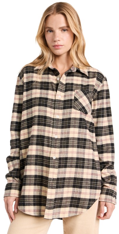 Denimist Boyfriend Shirt BEIGE/BLACK PLAID