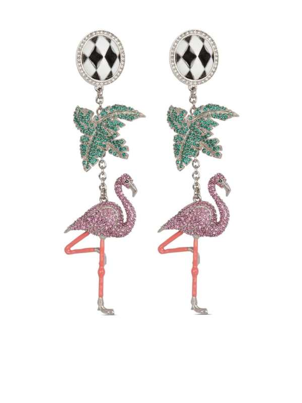 Flamingo crystal drop earrings