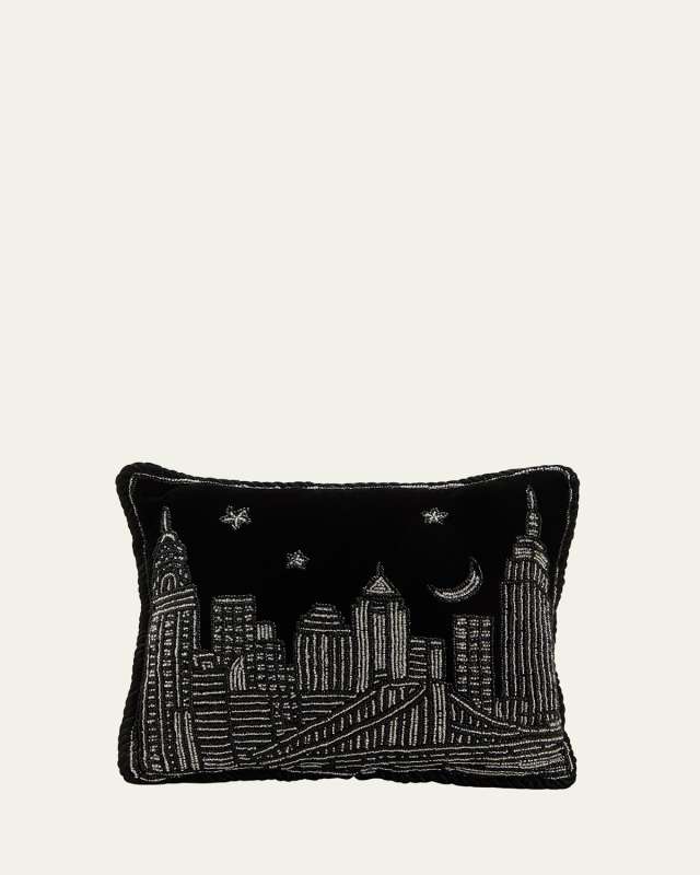 New York City Beaded Decorative Pillow