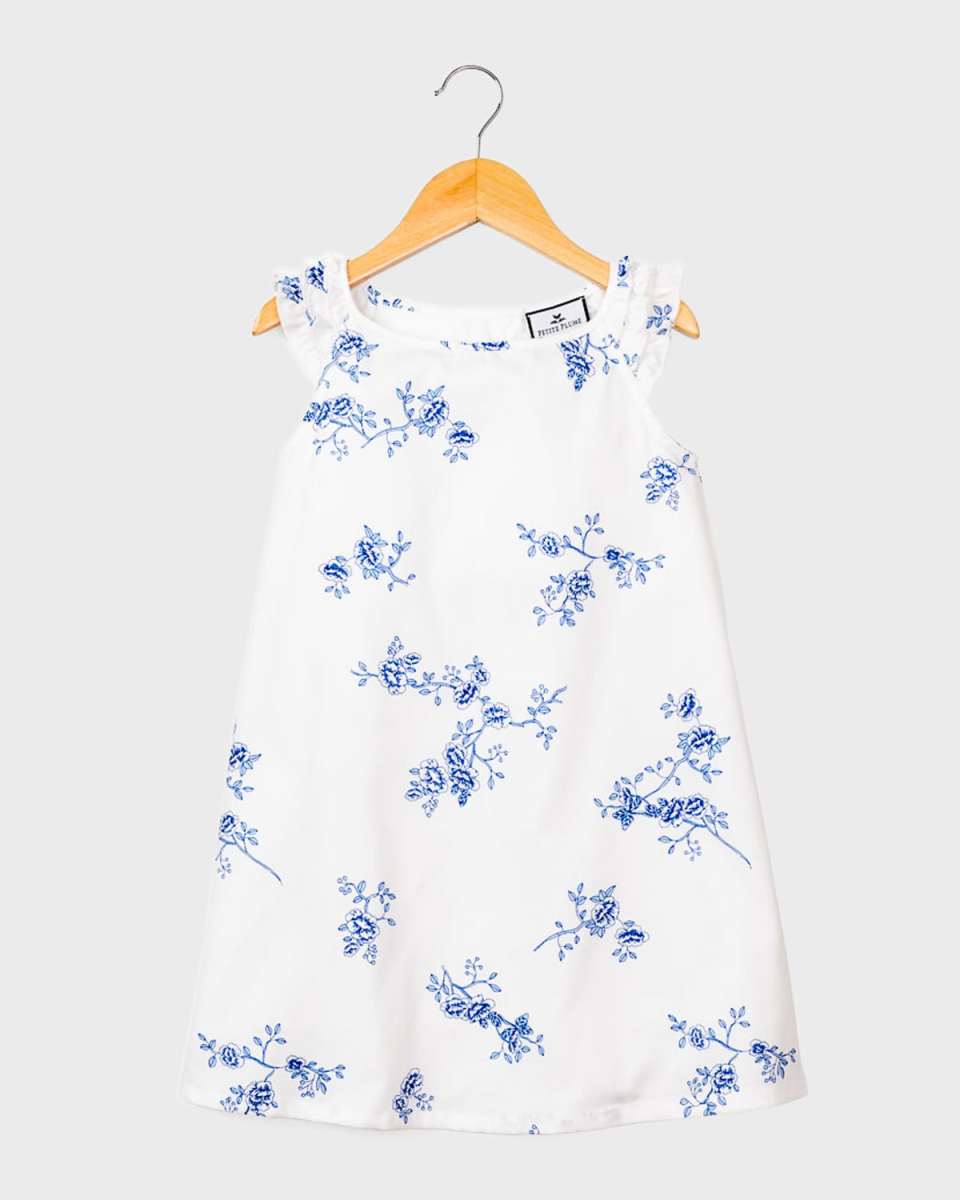 Girl's Amelie Indigo Floral Nightgown, Size 6M-14