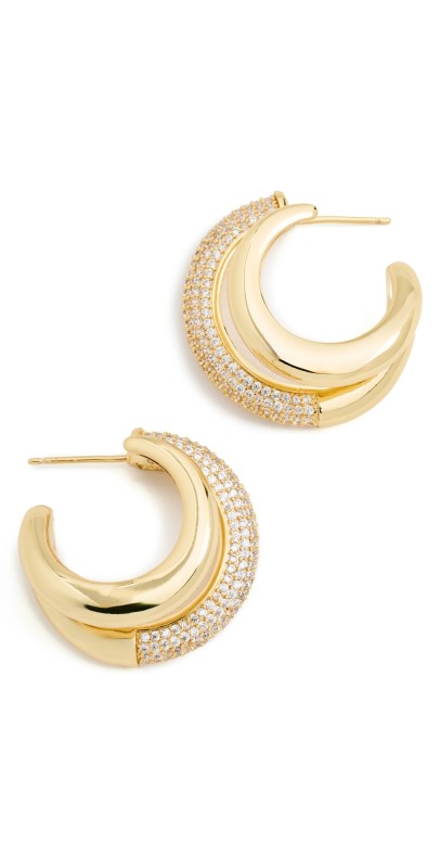 By Adina Eden Double Claw Cage Stud Earrings Gold
