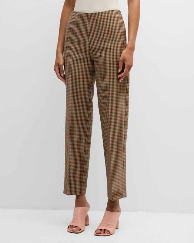 Prati Check Straight-Leg Ankle Pants