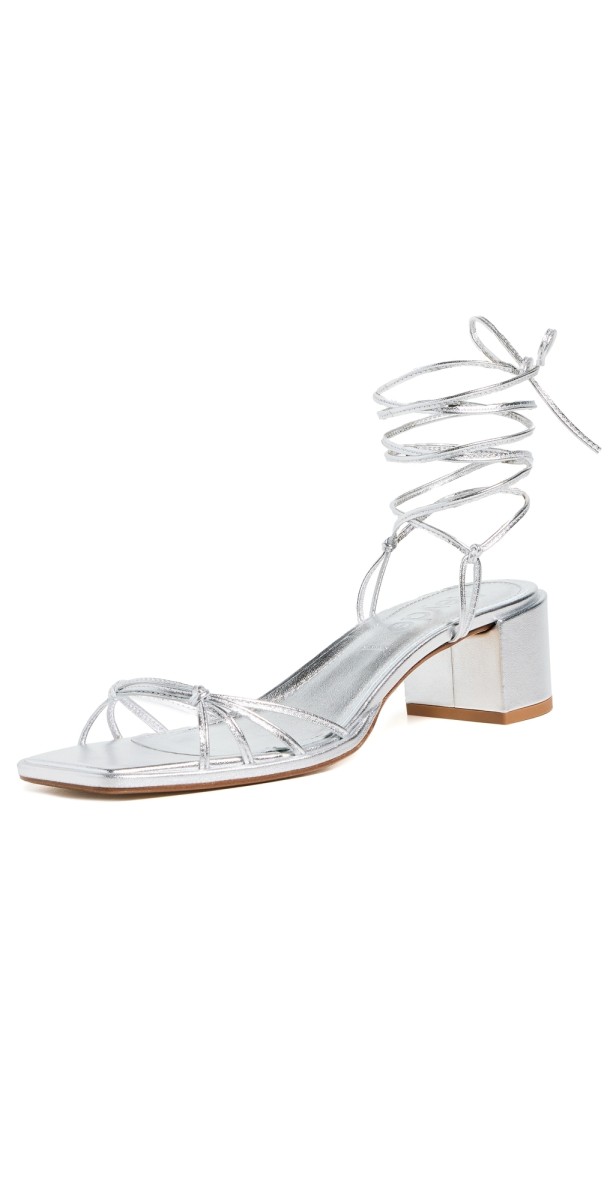 AEYDE Serafina Laminated Nappa Leather Silver Sandals Silver