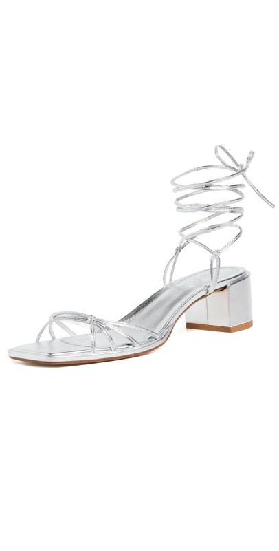 AEYDE Serafina Laminated Nappa Leather Silver Sandals Silver