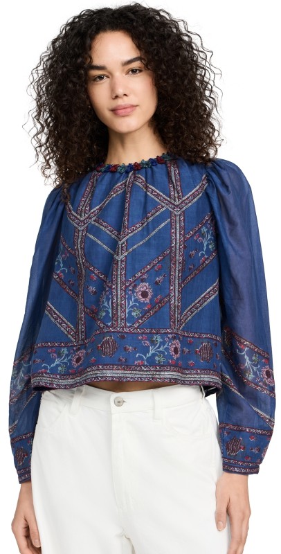 Sea Valeria Print Top Navy