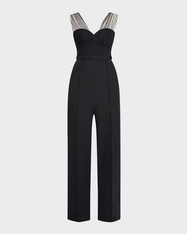 Sleeveless Sweetheart-Illusion Jumpsuit