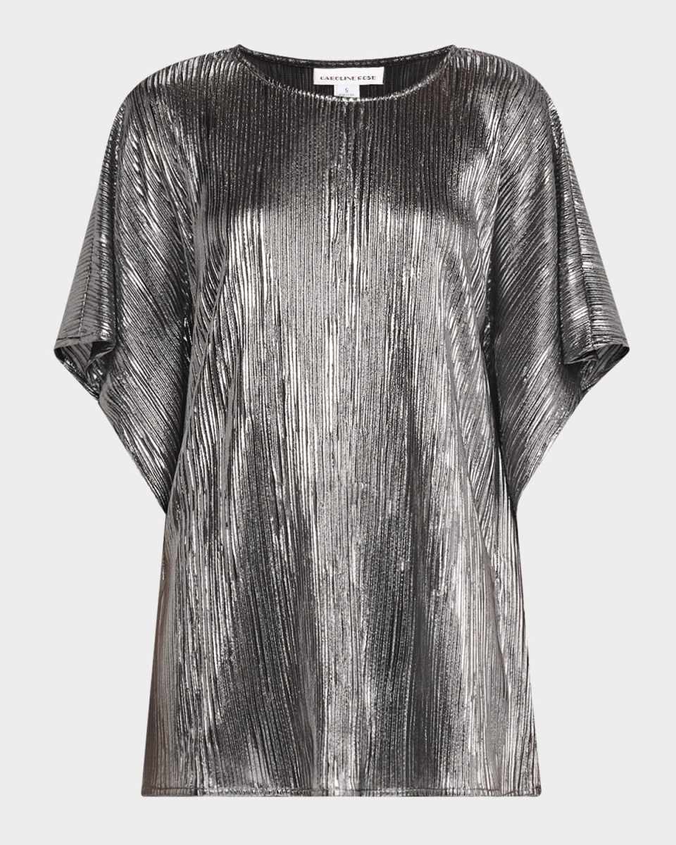 Metallic Plisse Caftan Top