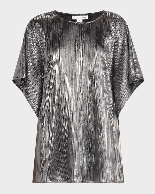 Metallic Plisse Caftan Top
