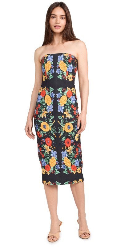 Cara Cara Leah Midi Dress Flora Scarf Black