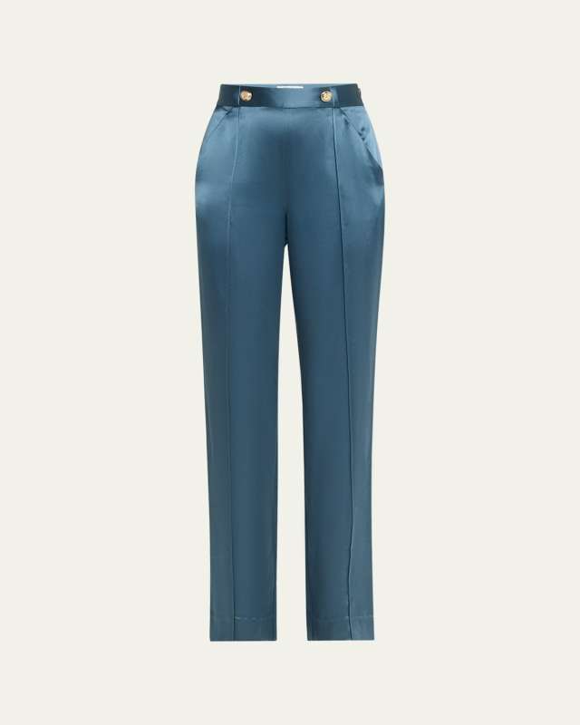 Rainer High-Rise Straight-Leg Satin Pants