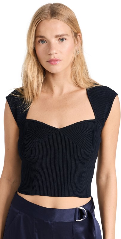 SIMKHAI Abia Cropped Tee Midnight