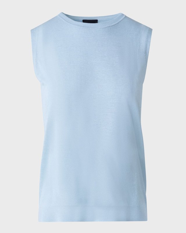 Sheer-Panel Silk-Cotton Knit Tank Top