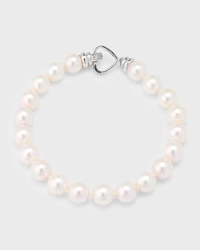 18K White Gold Akoya Pearl Bracelet, 8.5mm