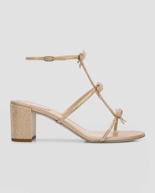 Caterina Embellished Bows Ankle-Strap Sandals