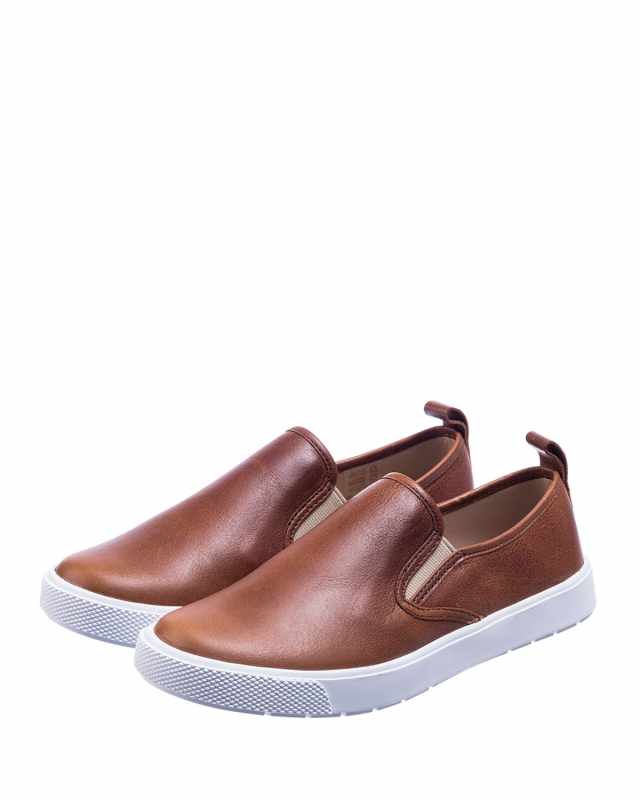 Boy's Slip-On Leather Sneakers, Toddler/Kids