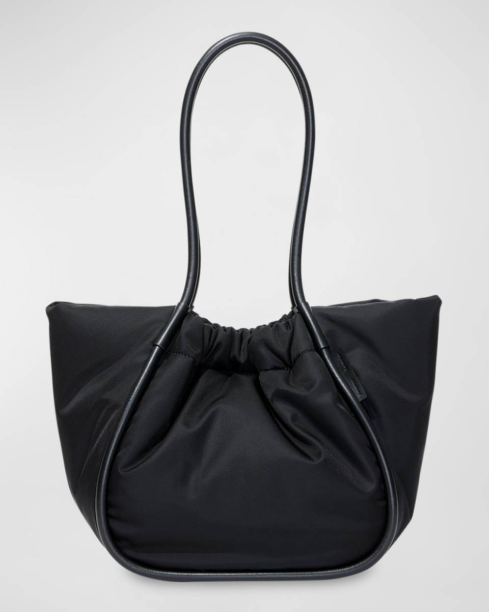 Large Ruched Puffy Nylon Tote Bag