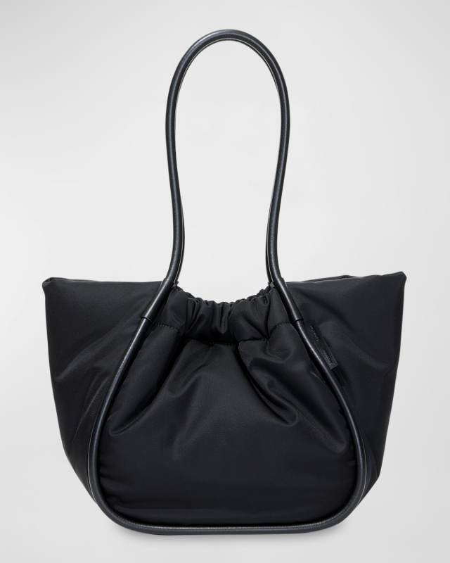 Large Ruched Puffy Nylon Tote Bag
