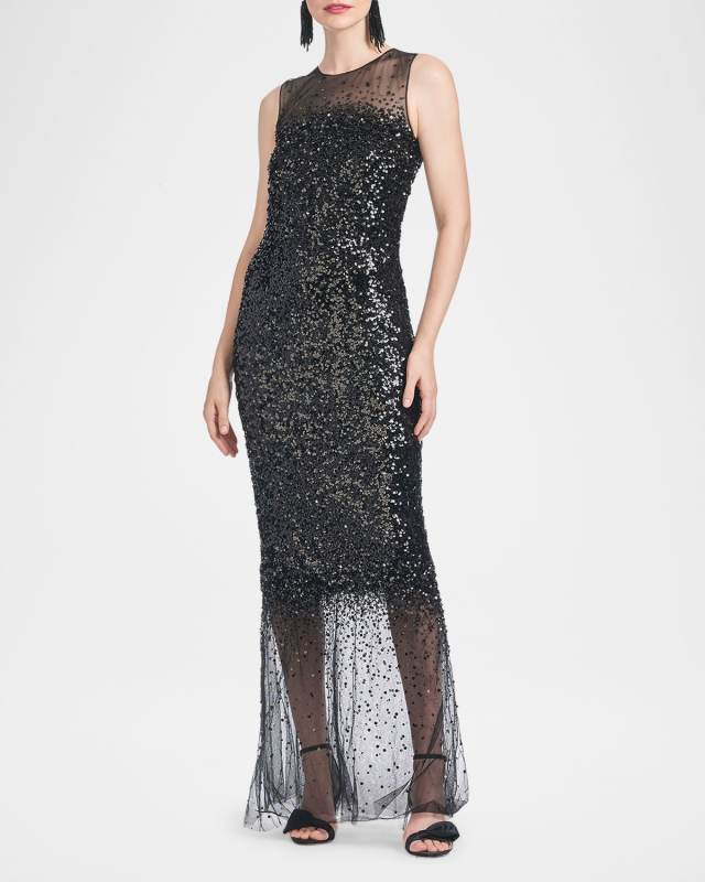 Candice Illusion Sequin Column Gown