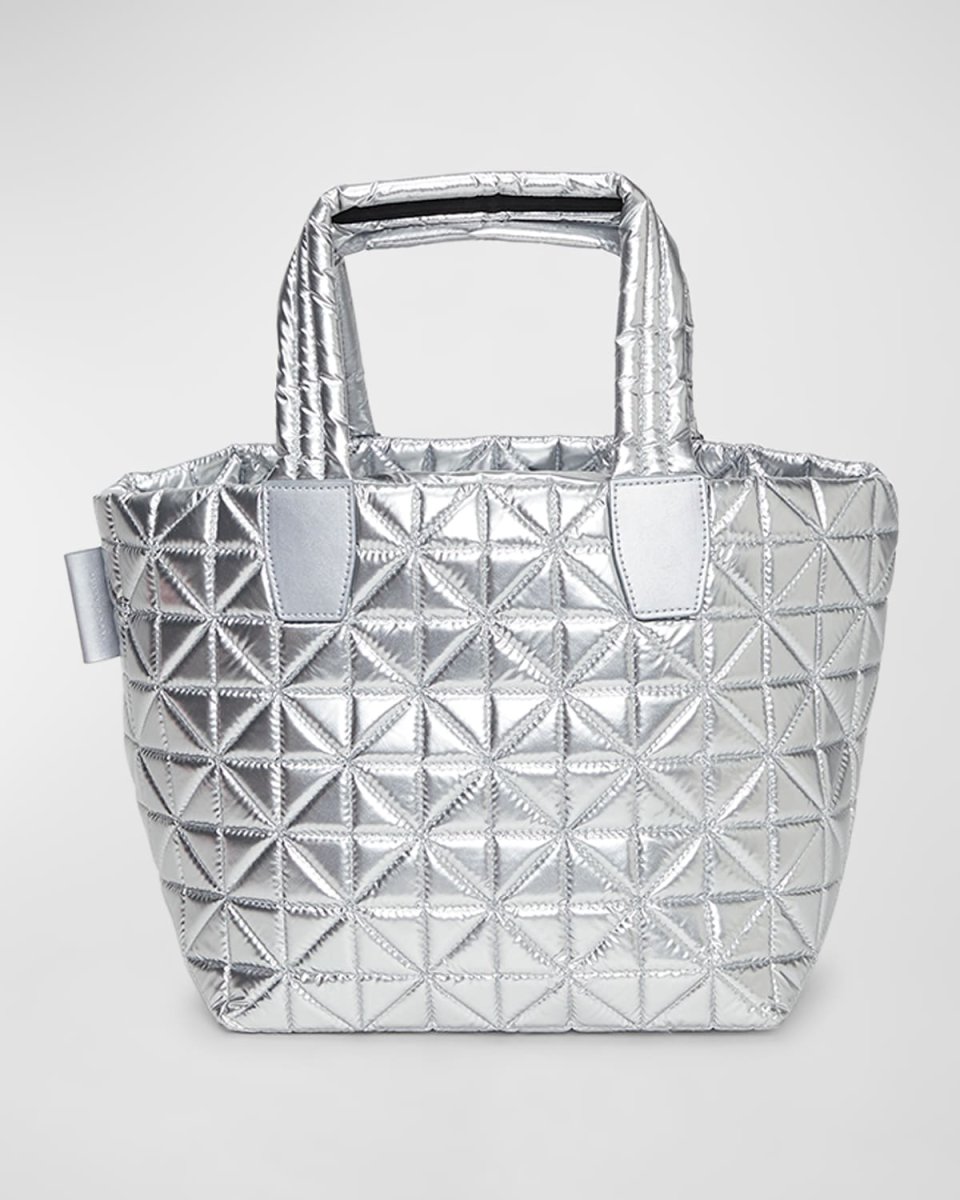 VEE Small Metallic Quilted Tote Bag