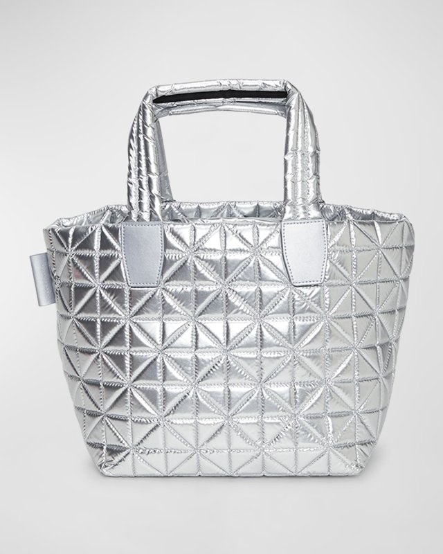 VEE Small Metallic Quilted Tote Bag