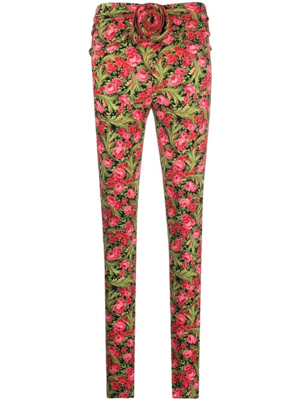 floral-print skinny trousers
