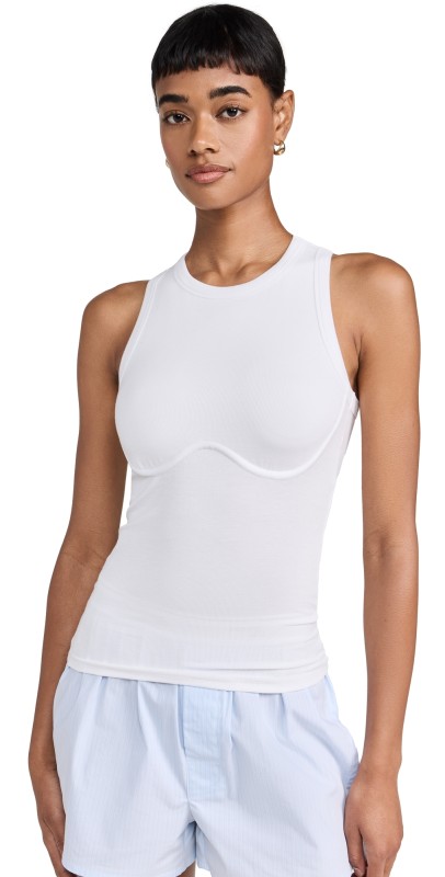 Lunya Soft Modal Rib Underpin Racerback Tank Sincere White
