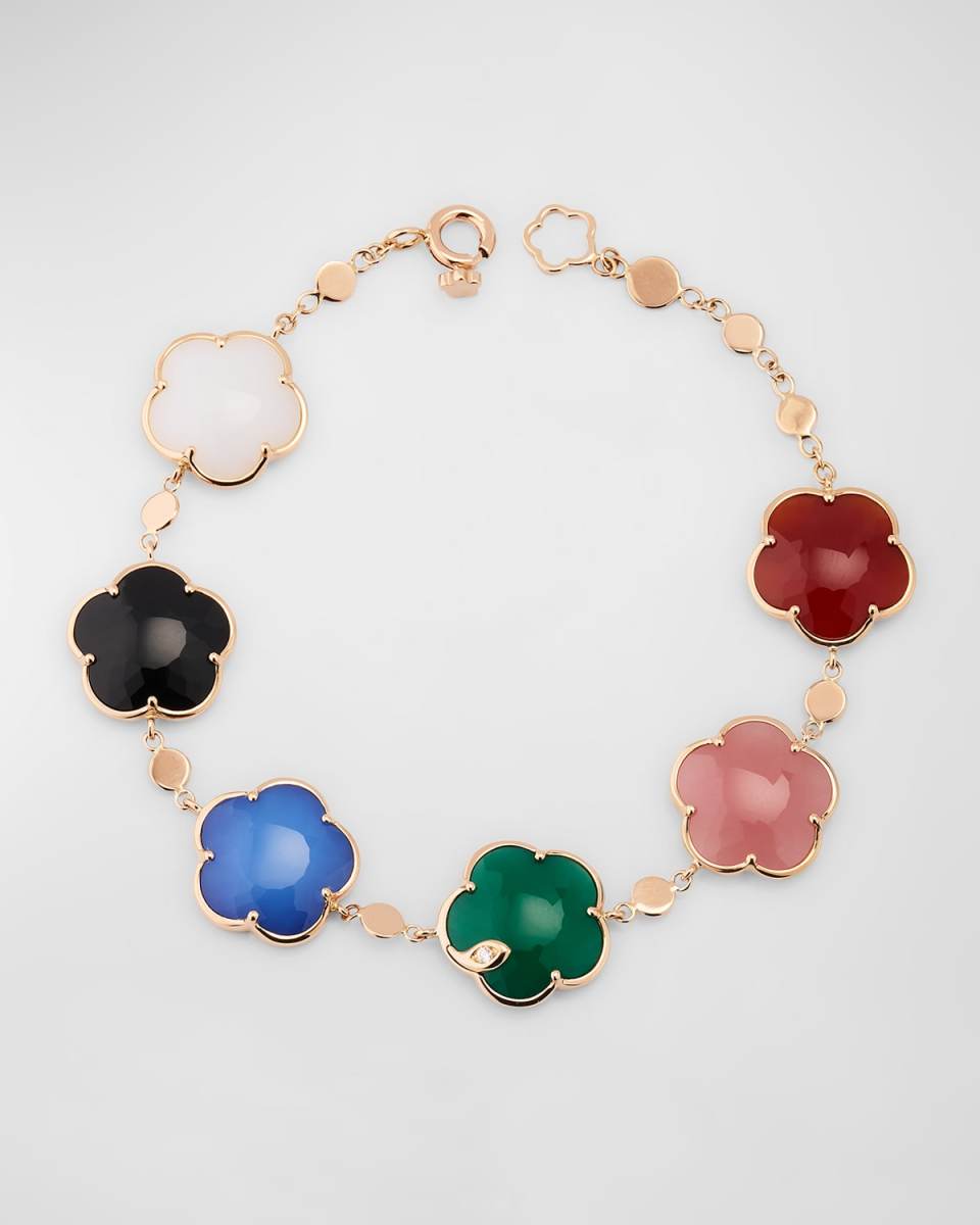Petit Joli 18K Gold Bouquet Bracelet with Colored Gems and Diamonds