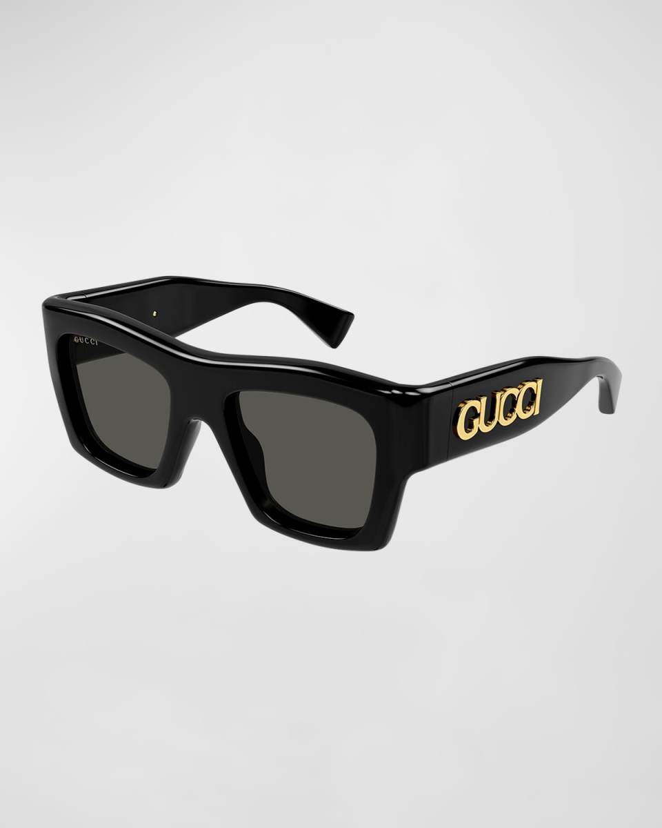 Logo Acetate Rectangle Sunglasses