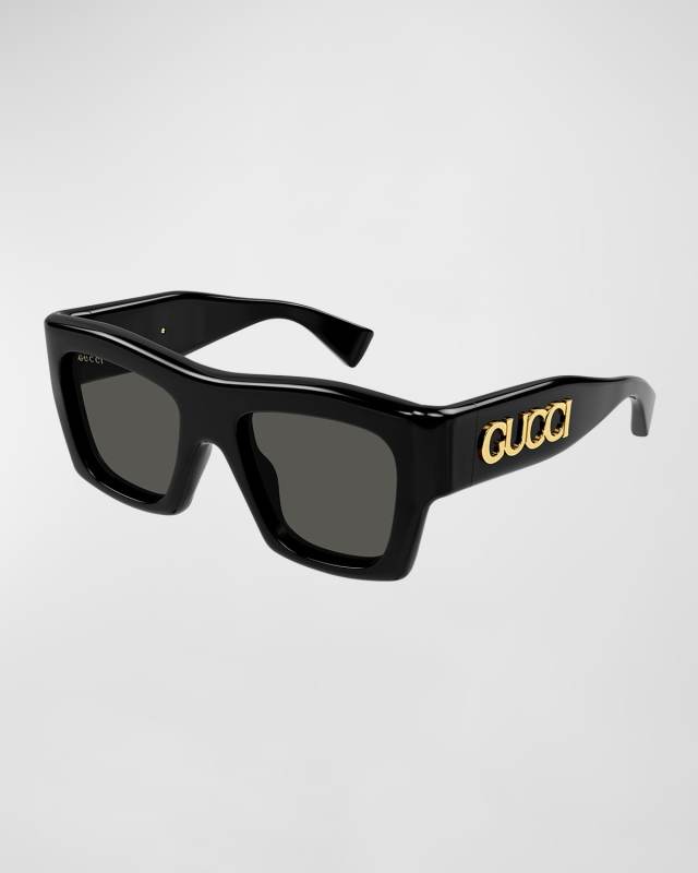 Logo Acetate Rectangle Sunglasses
