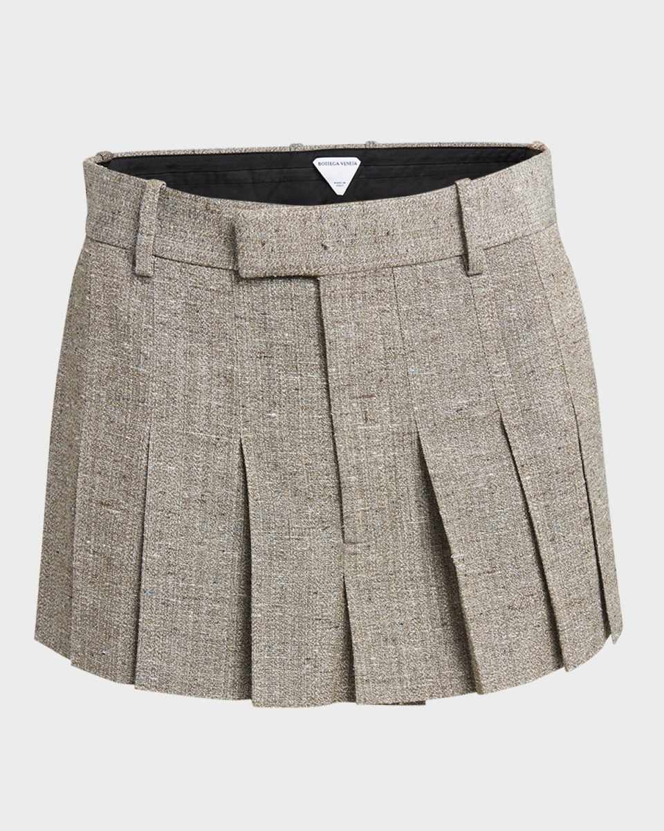 Knotted Melange Pleated Mini Skirt