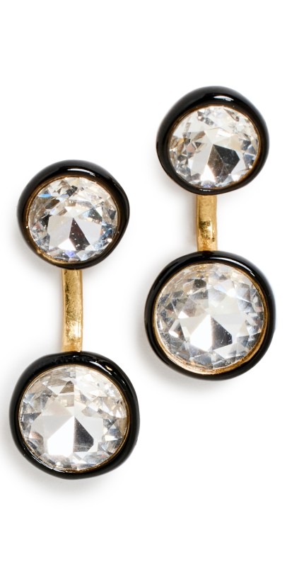Roxanne Assoulin Enameled Bezel Double Stone Floating Earrings Multi