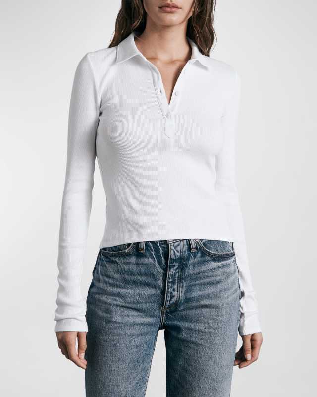 Collared Long Sleeve Polo Top