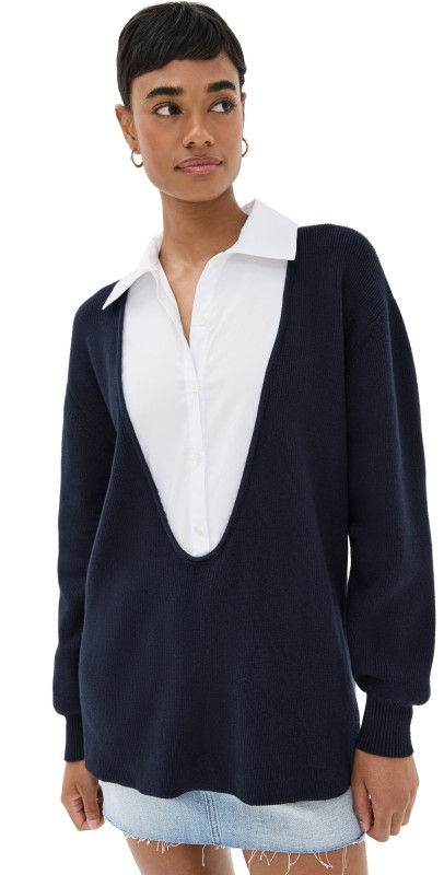 STAUD Coast Sweater Navy/White