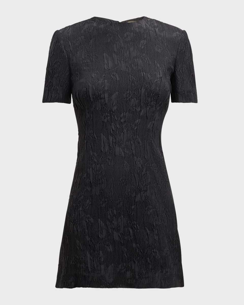 Tonal Floral Jacquard Mini Dress