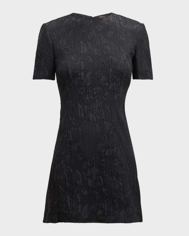 Tonal Floral Jacquard Mini Dress