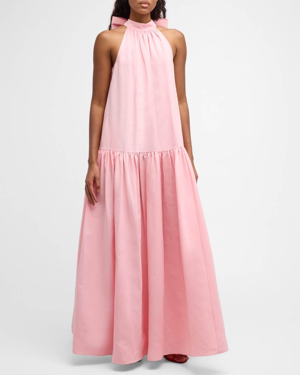 Marlowe Neck-Tie Tiered Maxi Dress