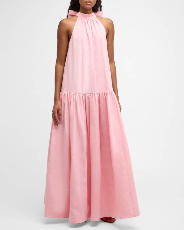 Marlowe Neck-Tie Tiered Maxi Dress