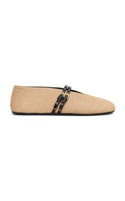 ALAIA Woven Raffia Mary Jane Flats